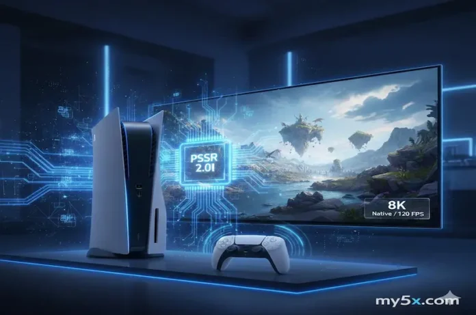 Sony PlayStation 6 konsol tasarımı, 8K 120 FPS oyun performansı ve PSSR 2.0 yapay zeka işlemcisi görseli